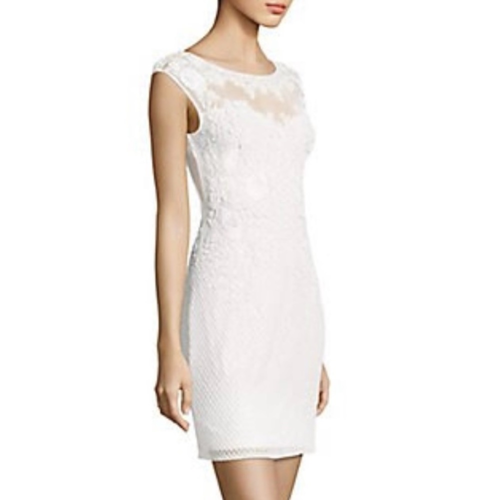 White Beaded Sequin Dress Size 12 Parker Black